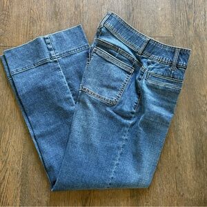 Size 8 Draper James RSVP high rise wide leg cropped denim blue jeans.  Like new.